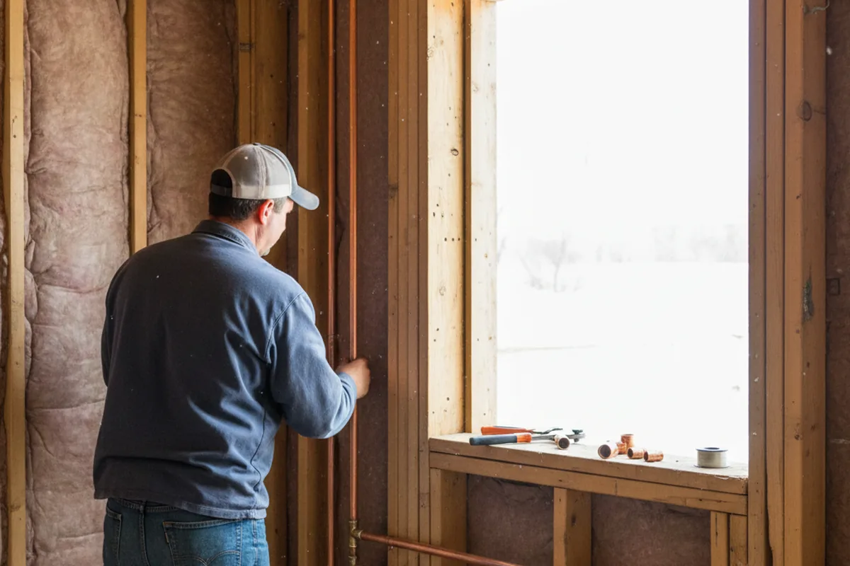 Licensed plumber running new copper supply lines in a Bethel home