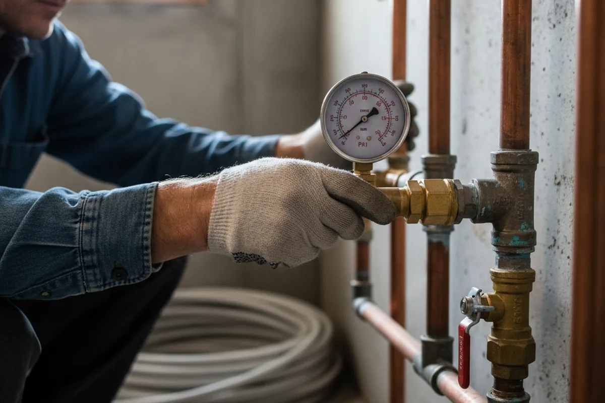 Pressure testing a repaired line during Water Line Repair in Bethel